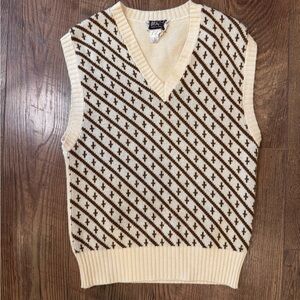 Vintage British Braten Cream and Brown Argyle Sweater Vest